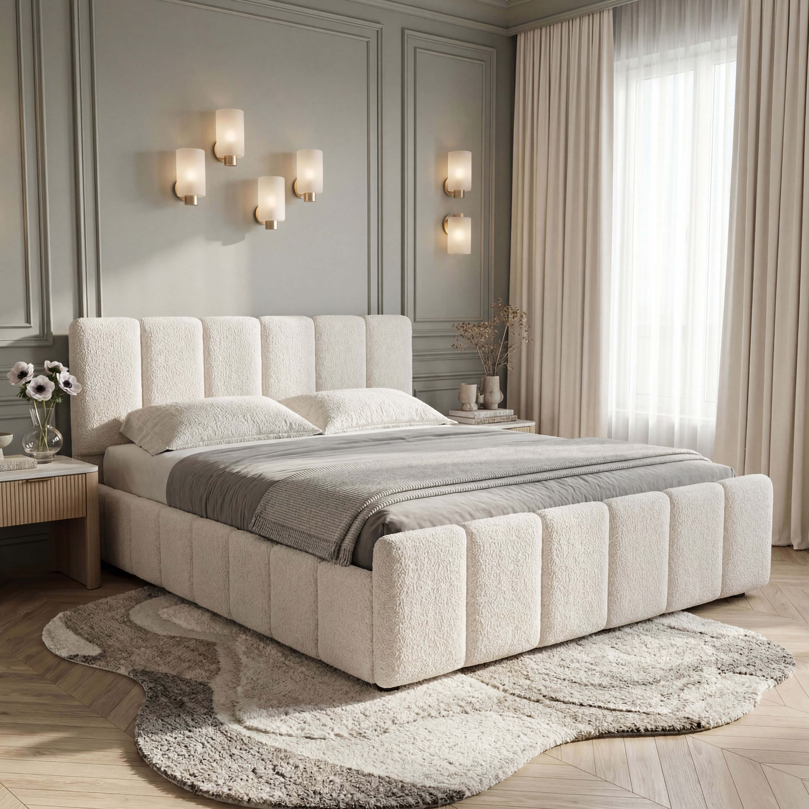 Zdjęcie produktu Łóżko tapicerowane SF1077 | 180x200 | Boucle | Biały #2