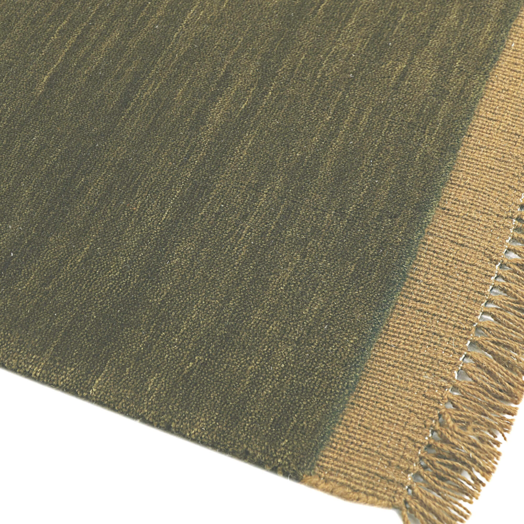 Zdjęcie produktu Dywan wełniany z frędzlami NORDIC Green | Zielony | Ręcznie tkany