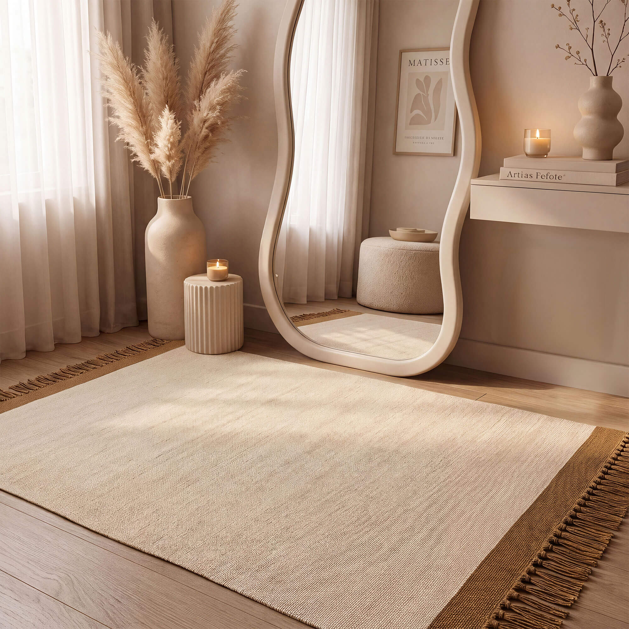 Zdjęcie produktu Dywan wełniany z frędzlami NORDIC Ivory | Kremowy | Ręcznie tkany